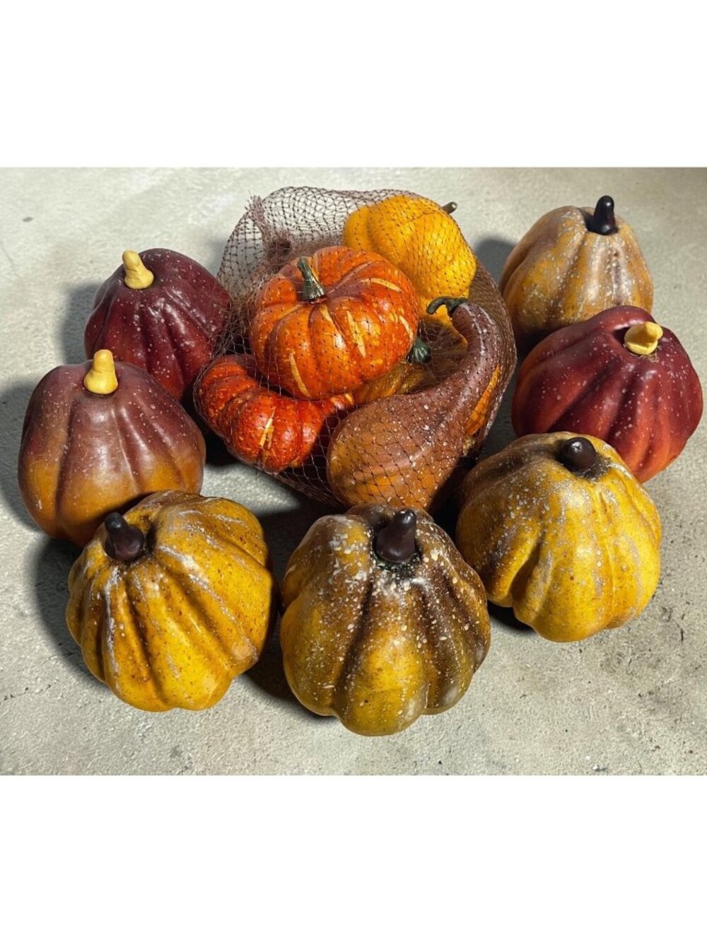Ashland Fall Decorative Pumpkins Gourds Orange Yellow Red Faux Display Accents